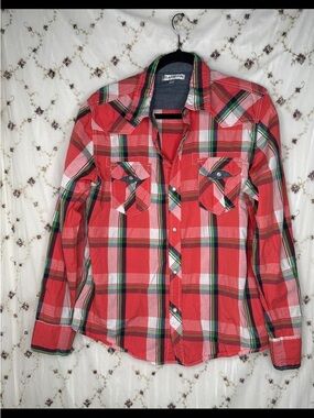 Red Plaid Snap-Up Shirt